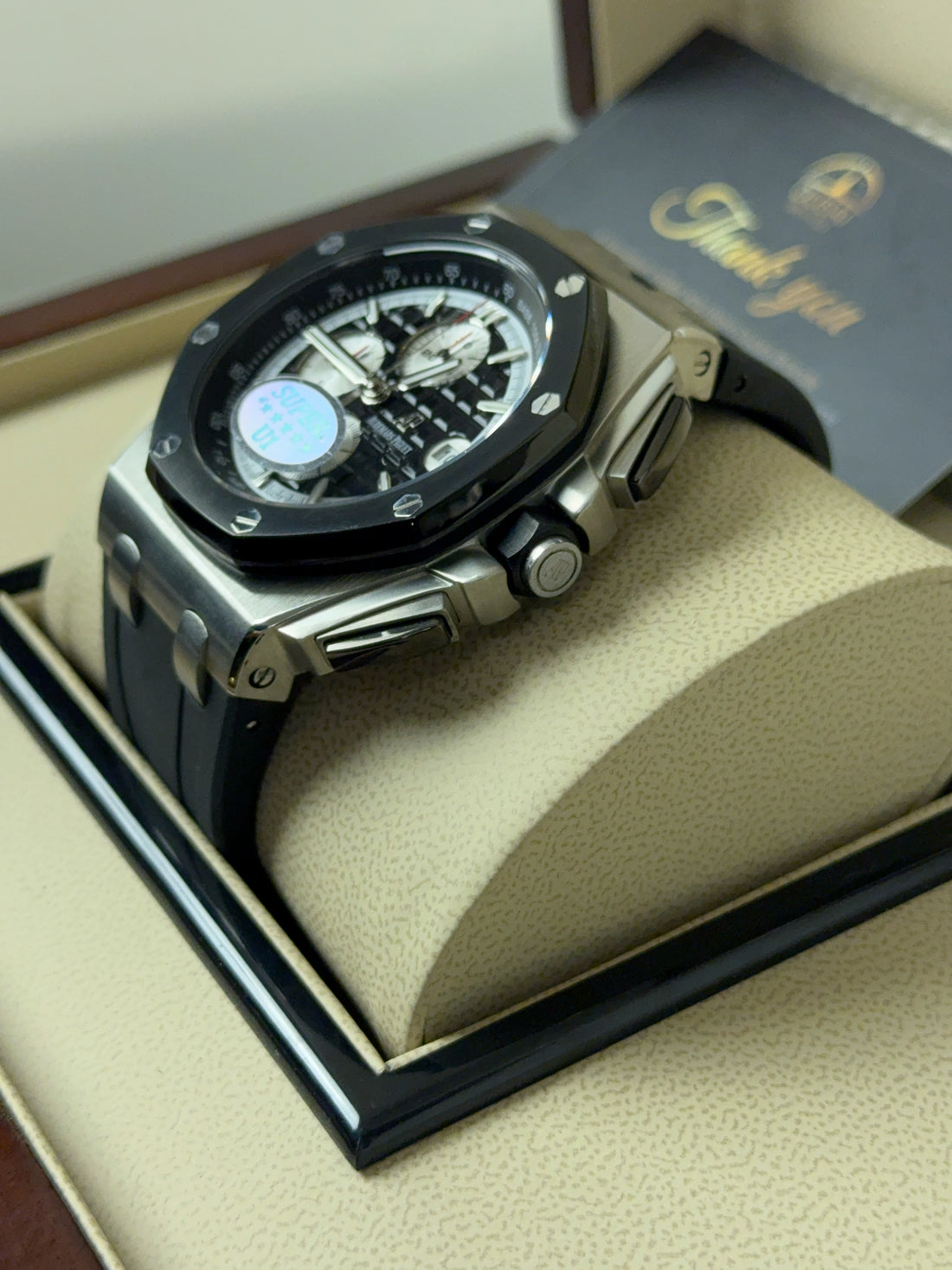 Audemars Piguet Royal Oak Offshore Chronograph 42 Black Dial White Subdials Ceramic Bezel Rubber Strap