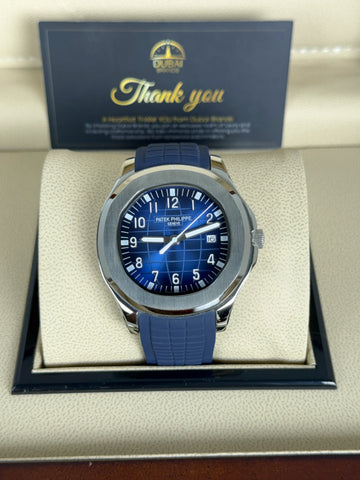 Patek Philippe Nautilus 40mm Blue Dial Stainless Steel Blue Rubber Strap