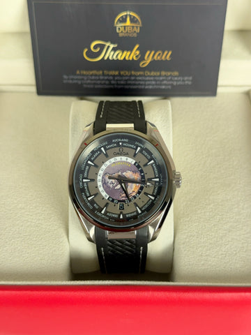 Omega Seamaster Worldtimer 43mm Black Dial Stainless Steel Case Black Rubber Strap