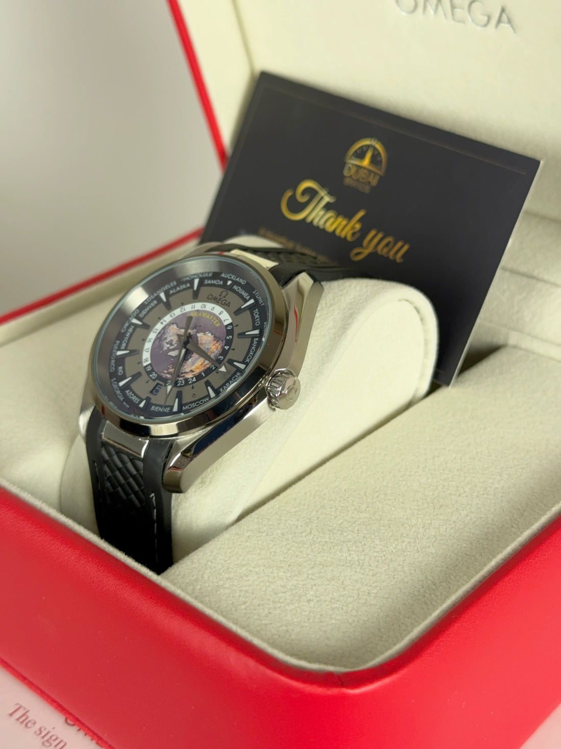 Omega Seamaster Worldtimer 43mm Black Dial Stainless Steel Case Black Rubber Strap