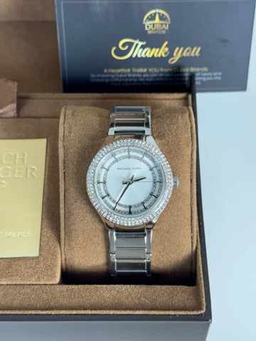 Michael Kors MK4943 Silver Dial Crystal Bezel Stainless Steel Bracelet Watch