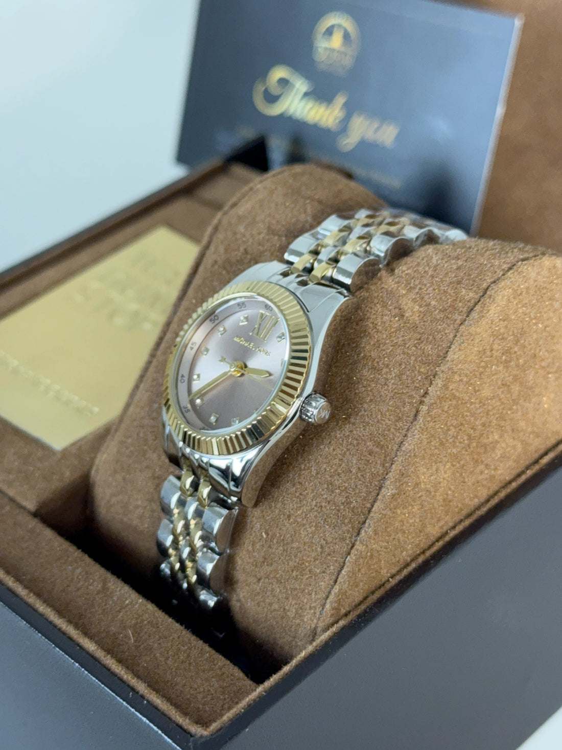 Michael Kors MK4740 Two Tone Crystal Dial Fluted Bezel Bracelet Watch