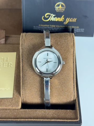 Michael Kors MK4930 Silver Dial Slim Stainless Steel Bangle Watch