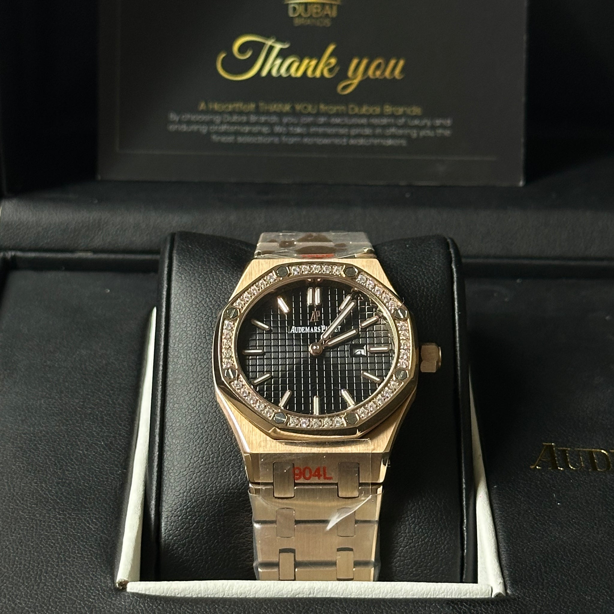 Audemars Piguet Royal Oak – Rose Gold Tone with Diamond Bezel & Black Dial