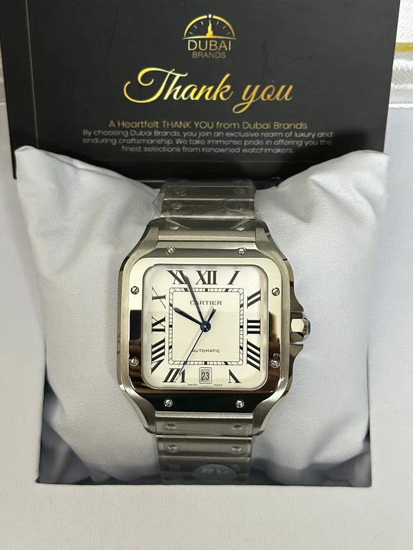 SC Cartier Santos 40 Stainless Steel White Dial Roman Integrated Bracelet