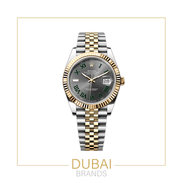 Rolex Datejust 41 Two Tone Yellow Gold Wimbledon Dial Fluted Jubilee