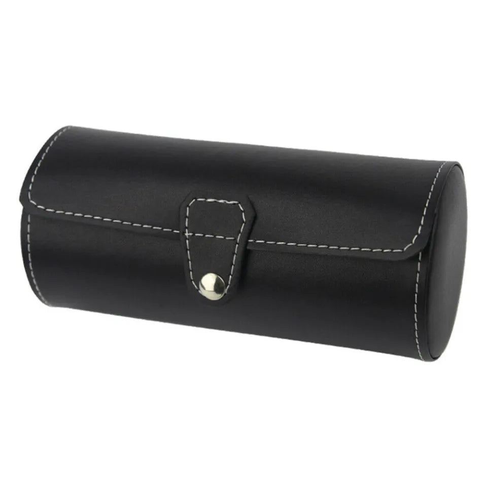 3 SLOT LEATHER WATCH ORGANIZER BLACK