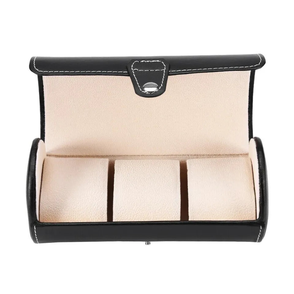 3 SLOT LEATHER WATCH ORGANIZER BLACK